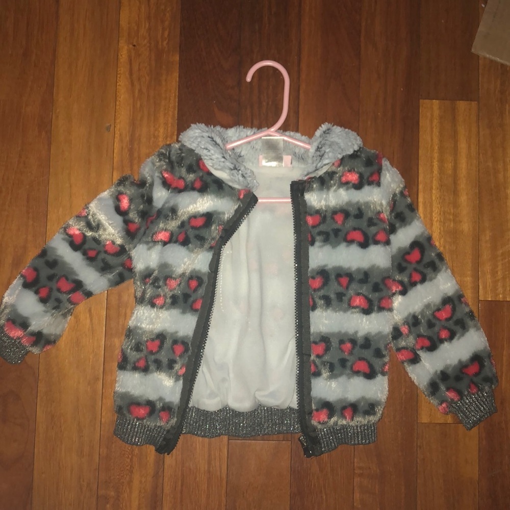 Kids zip up fur jacket